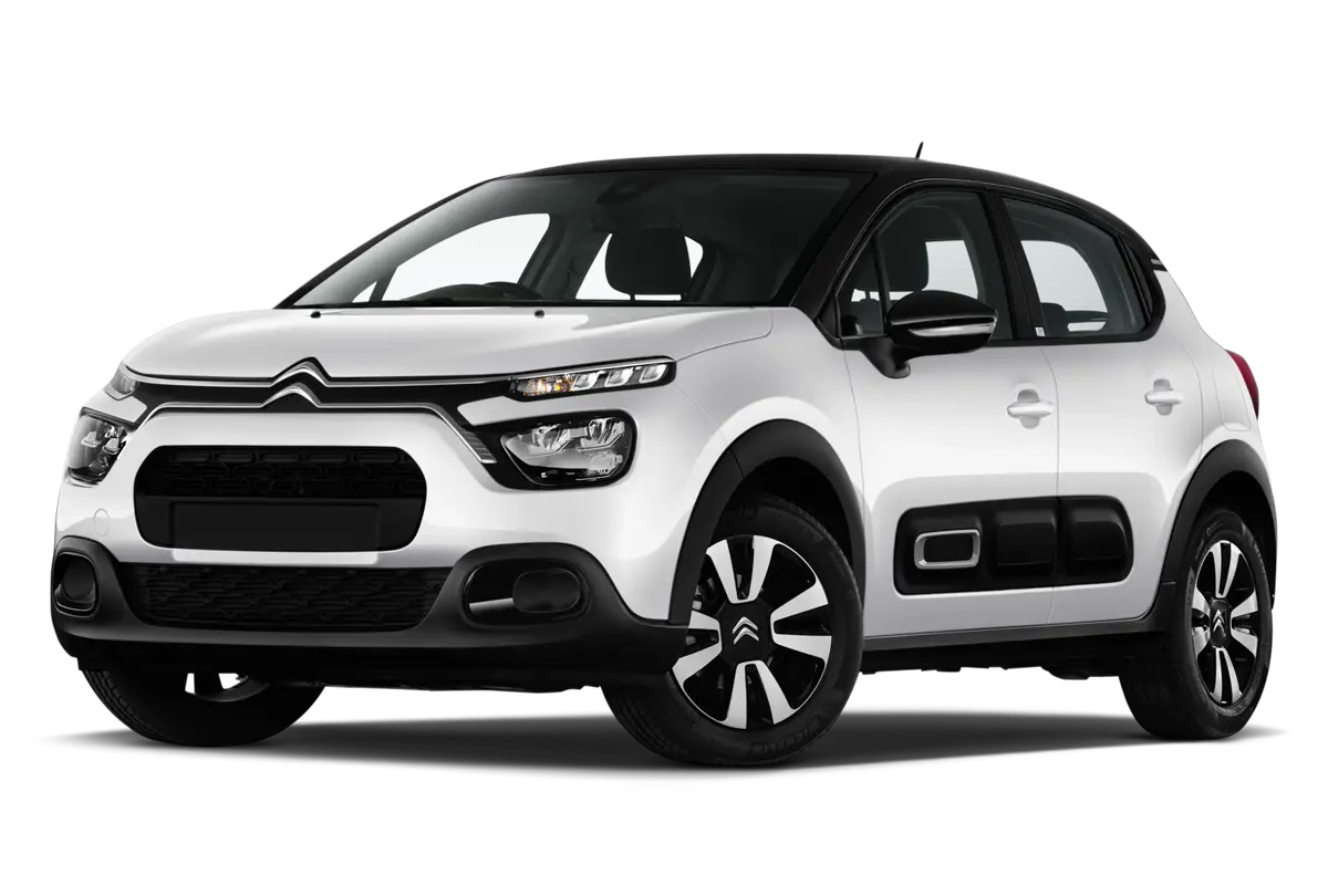 White Citroën C3 hatchback with black roof for European car service